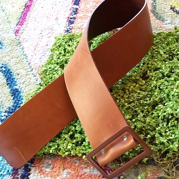 Vintage Accessories - VTG 80's 3" WIDE England Handmade Leather Belt S